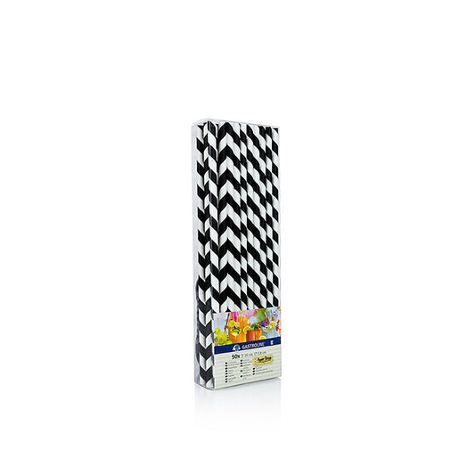 Kögler - Cannucce monouso in carta JUMBO "a strisce", bianco e nero, 25 cm, 50 pezzi
