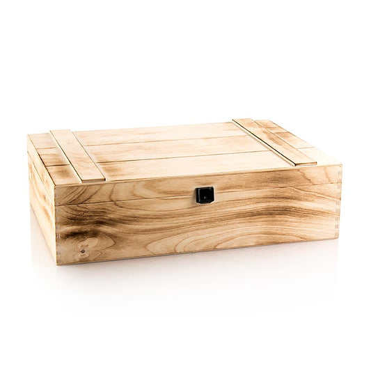 Scatola da regalo per vino "scatola in legno fiammato", confezione da 3 pezzi, 370x258x98 mm, 1 pz.