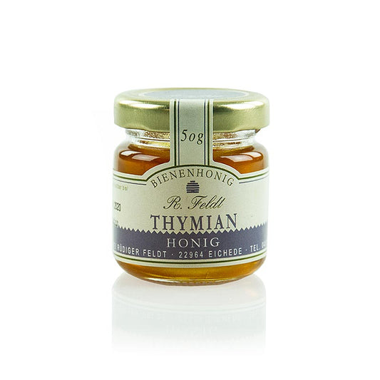 Imkerei Feldt - Thymian-Honig, kräuterartig, hocharomatisch, Portionsglas, 50 g