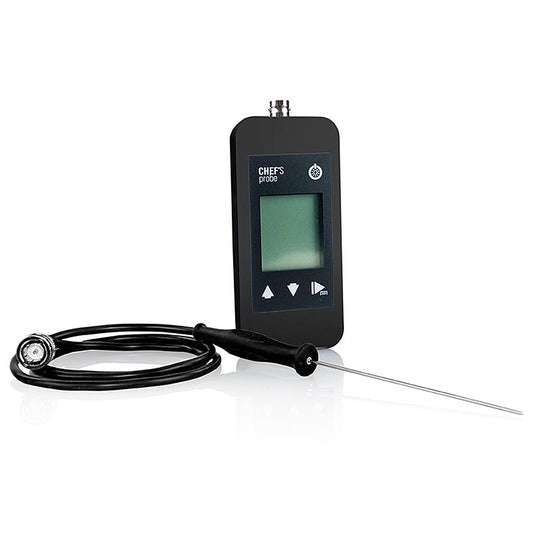Chef´s Probe Thermometer m. Digitalanzeige, Einstechf. 80cm Kabel,1,5mm, schwarz