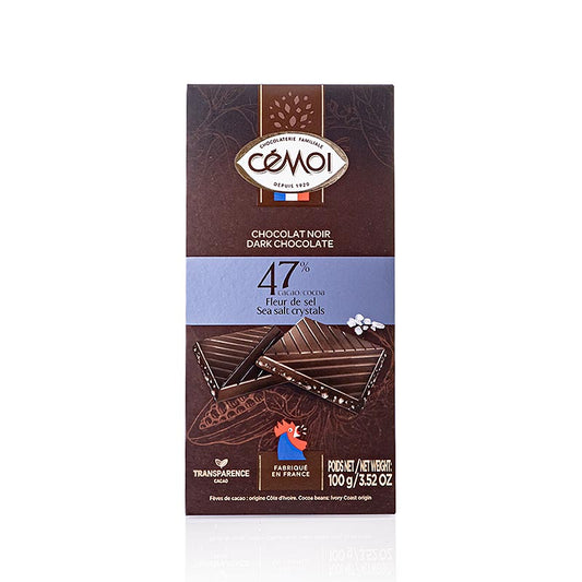 Schokoladen Tafel Zartbitter 47% Kakao, mit Fleur de Sel, 100g, Cémoi, 100 g