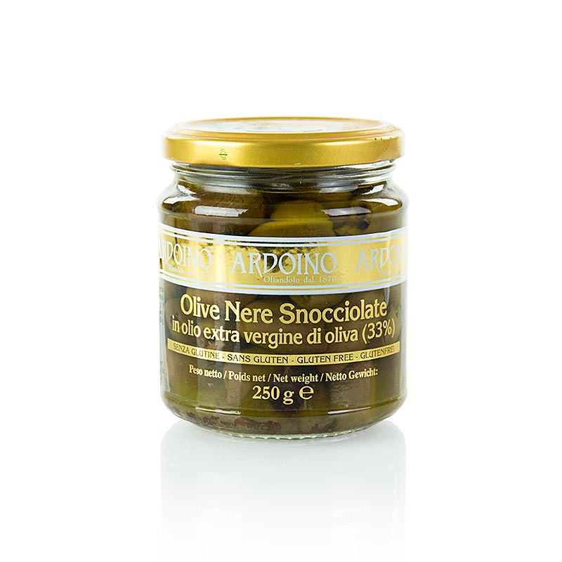 Olive nere snocciolate, Olio d'oliva, Ardoino, 250 g