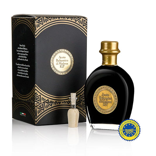 Aceto balsamico Modena IGP invecchiato in botte di ginepro, confezione nera, 250 ml