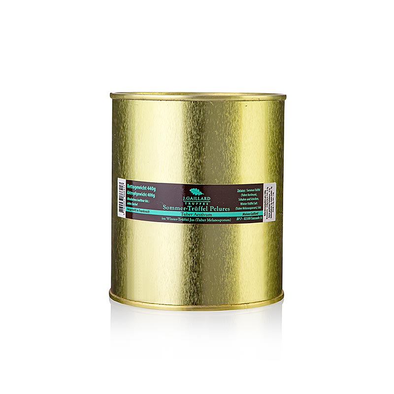 Truffes d'été Pelures, coques/disques de truffes, dans le jus de truffes d'hiver, Gaillard, 440 g