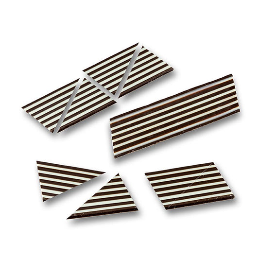 Garniture décorative "Domino Triangle" chocolat blanc/noir rayé, 585 g, 314 Pcs