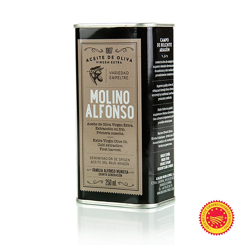 Huile d'olive vierge, Molino Alfonso « Bajo Aragón AOP », 100 % Empeltre, 250 ml