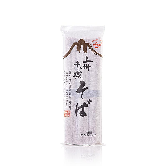 Soba-Nudeln, mit Buchweizen- und Weizenmehl, dunkel, 1mm, 20cm lang, Akagi Joshu
