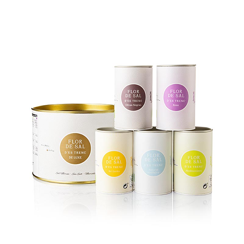Flor de Sal d´es Trenc - Deluxe Set (Curry, Rose, Oliven, Kräuter, pur), BIO, 250 g, 5 x 50g