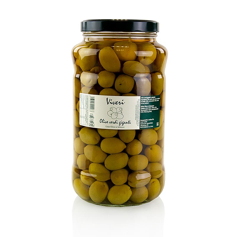 Olives vertes dénoyautées Gigante en saumure, Viveri, 2,9 kg