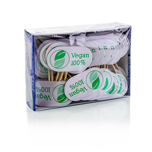 García de Pou - Holz-Spieße, mit Schild, mit Aufschrift "Vegan", 8cm, 100 St