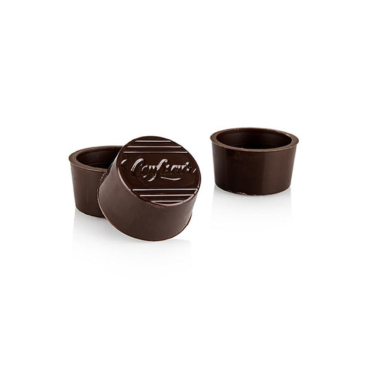 Demi-coques de pralinés, rondes, noir, ø 30/25/16mm, Läderach, 2,016 kg, 672 pcs