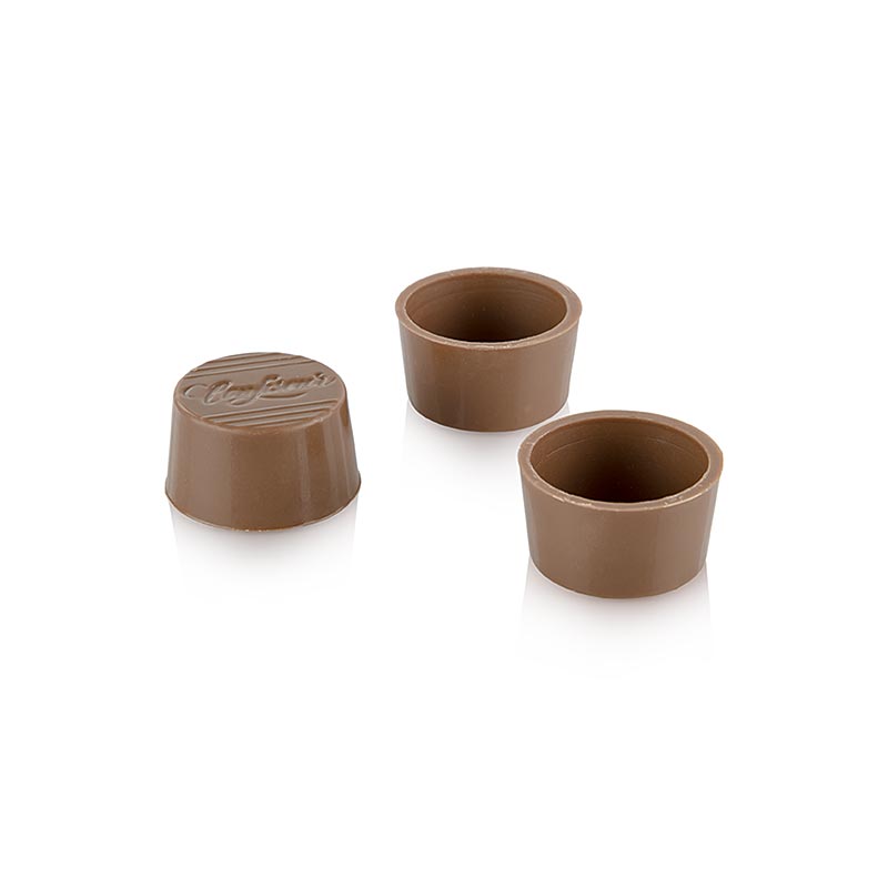 Demi-coques de pralinés, rondes, lait entier, ø 30/25x16mm, Läderach, 2,016 kg, 672 Pcs