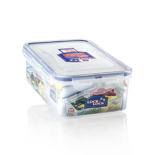 Contenitore per alimenti Lock & Lock, 1 l, modello Classic, rettangolare 205x134x69 mm, con 3 scomparti, 1 pz.