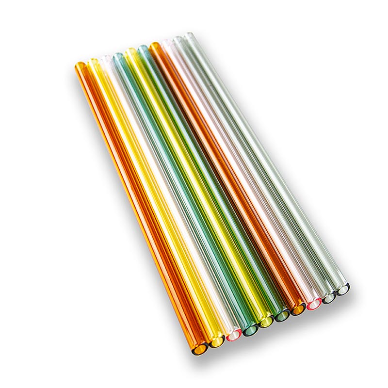 Bocal(borosilicate), droites et colorées, ø 8 mm (paroi de 1,5 mm), 24 cm, lot de 10