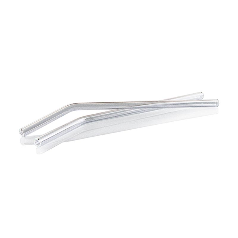 Glas-Trinkhalme (Borosilicat), gebogen, ø8mm (1,1mm Wand), 21cm, 10 St
