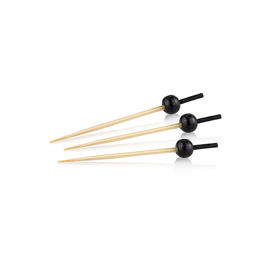Pics en bois, avec extrémité colorée en noir, boule noire, 6cm, 100 pcs