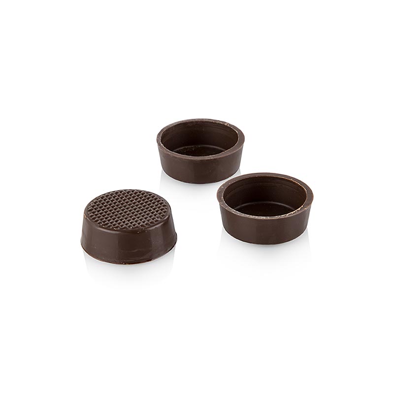 Demi-coques de pralinés, rondes, noir, ø 26/29x10mm, Läderach, 1,293 kg, 616 pcs