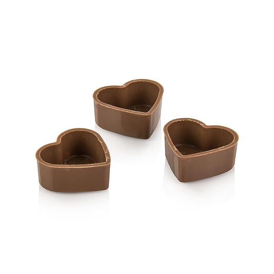 Coques de pralinés Cœur, lait entier, 29x33x13mm h, Läderach, 2,492 kg, 784 Pcs