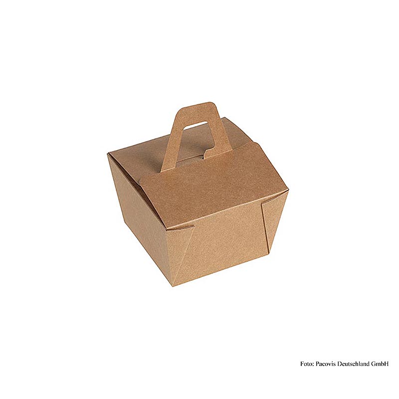 Scatola monouso Naturesse Take Away, con manico, Kraft/PLA, 9x9x6,5 cm, 500 ml, 450 pz.