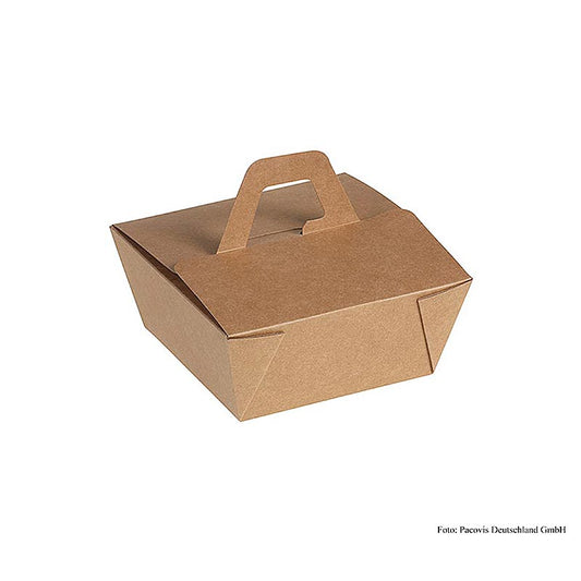 Scatola monouso Naturesse Take Away, con manico, Kraft/PLA, 12x12x6,5 cm, 900 ml, 200 pz.