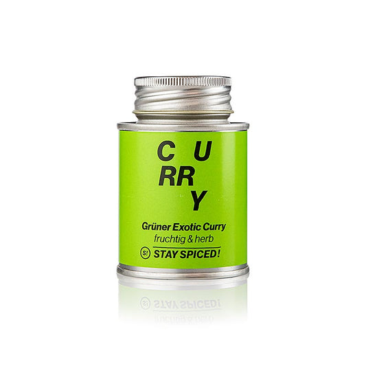 Restez épicé ! Poudre de curry exotique, vert, fruité doux, boîte à saupoudrer, 70 g