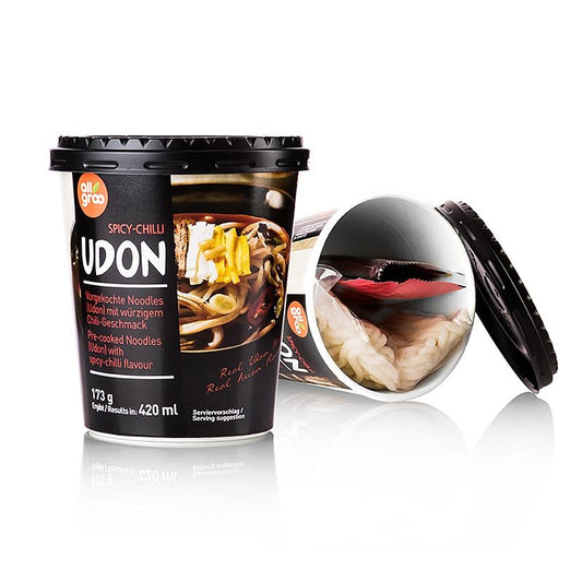 Instant Udon Cup Nudeln, Spicy Chili (scharf), Südkorea, Allgroo, 173 g | Asia & Ethno Food | thungourmet