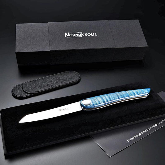 Coltello pieghevole Nesmuk Soul (Folder), 202 mm (115 mm chiuso), manico in corno di cervo, 1 pz.