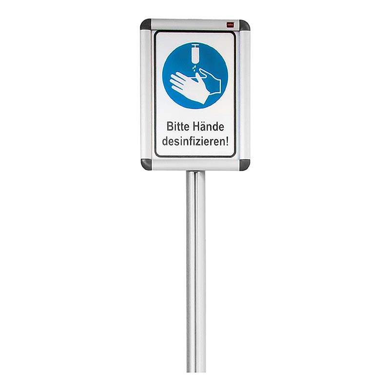 Cartello informativo per supporto di disinfezione (55482), alluminio, 80 cm, 1 pz.