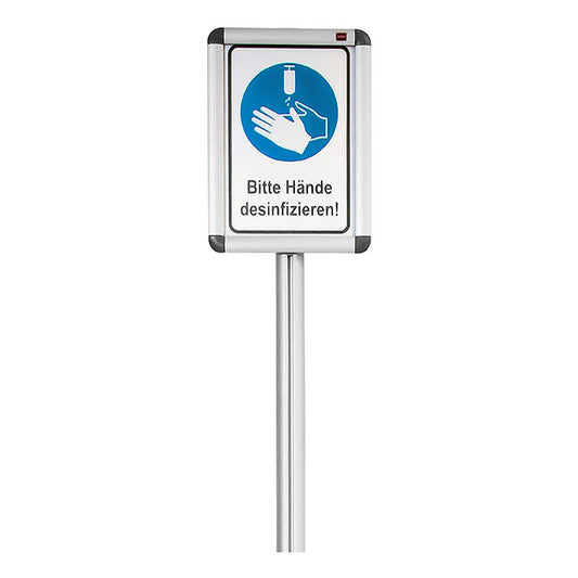 Cartello informativo per supporto di disinfezione (55482), alluminio, 80 cm, 1 pz.