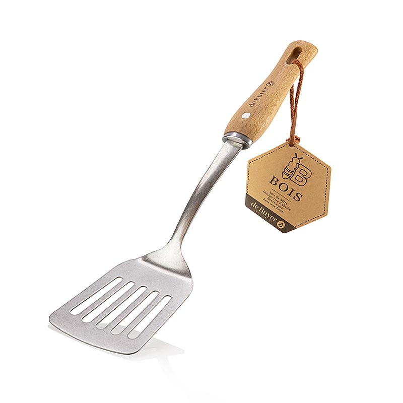deBUYER B Bois Spatule perforée, acier inoxydable/bois (2701.06), 1 pce