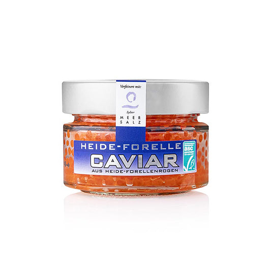 Heide Forellen Kaviar, mit Sylter Meersalz, orange-rot, ASC, 100 g