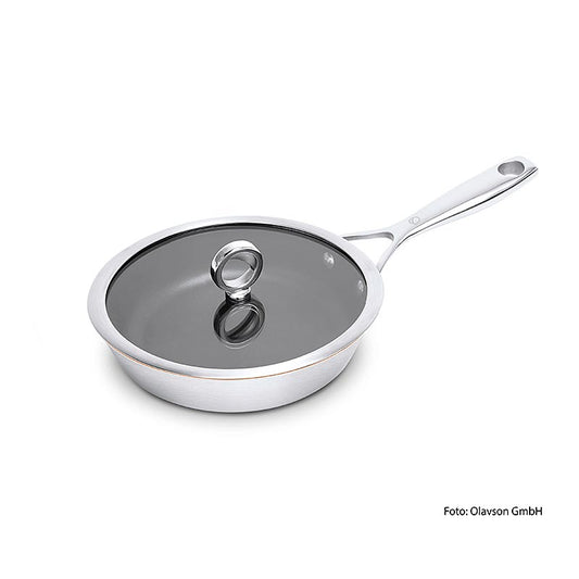 Olavson Poêle à frire en cuivre, avec couvercle, revêtue, 20cm, pour tous les feux, 1 pc
