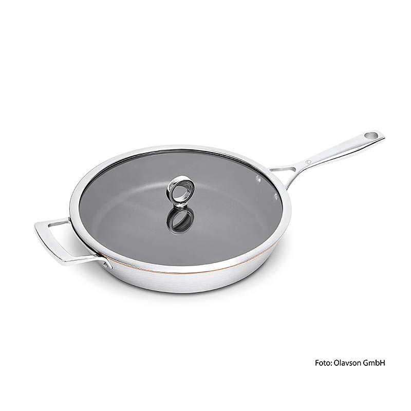 Padella Olavson con anima in rame, con coperchio, rivestita, 30 cm, adatta a tutti i tipi di fornelli, 1 pz.