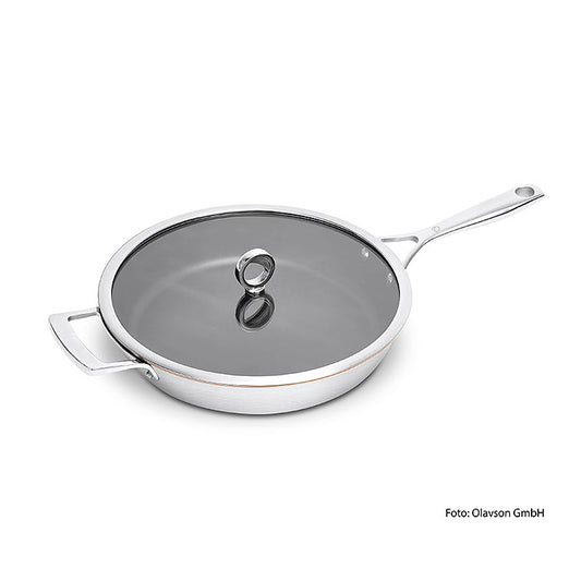 Olavson Poêle à frire en cuivre, avec couvercle, revêtue, 30cm, pour tous les feux, 1 pc