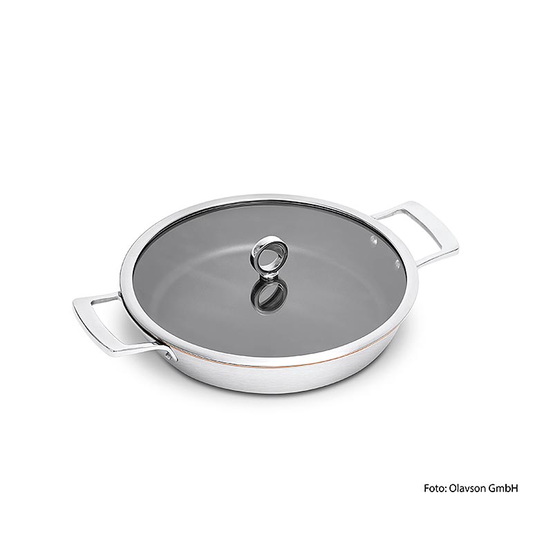 Olavson Poêle à servir en cuivre, sans style, avec couvercle, 30cm, pour tous les feux, 1 pièce