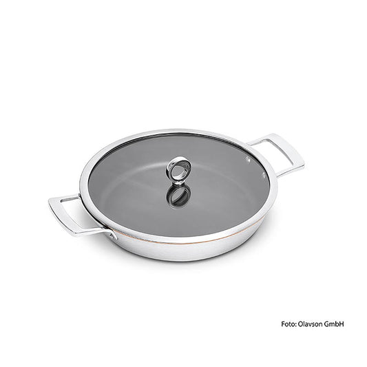 Olavson Poêle à servir en cuivre, sans style, avec couvercle, 30cm, pour tous les feux, 1 pièce