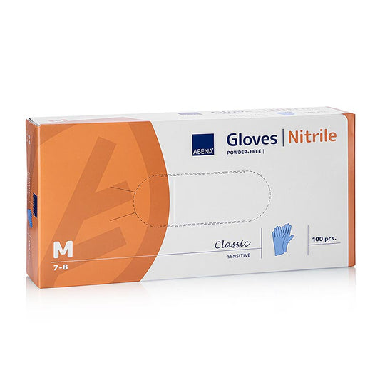 Guanti monouso in nitrile, blu, M, non polverizzati, 100 pz.
