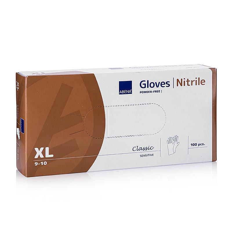 Gants jetables nitrile, blanc, XL, non poudrés, 100 pces
