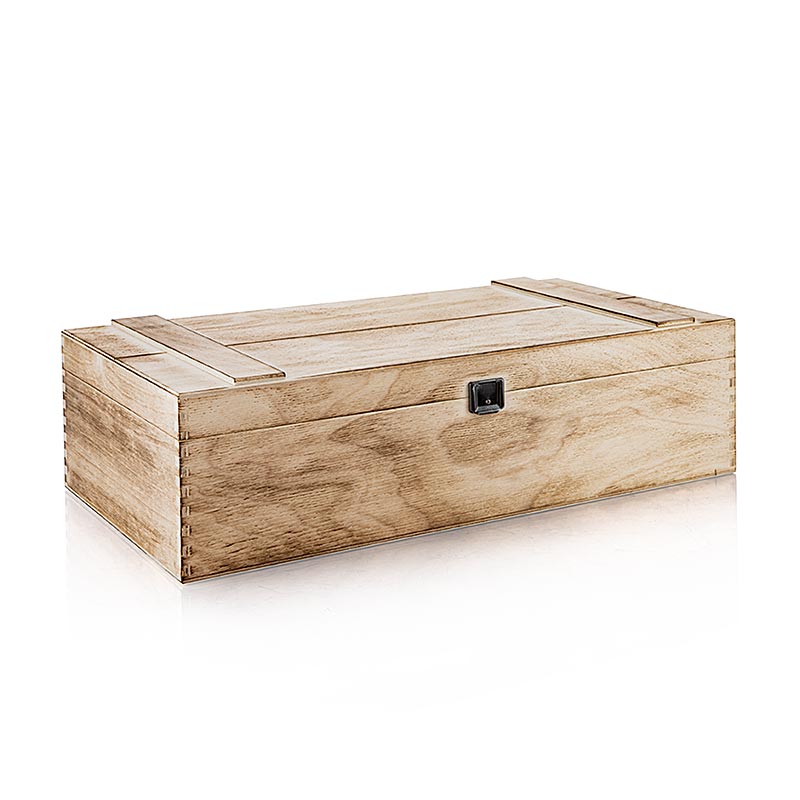 Scatola regalo per vino "scatola di legno fiammato", confezione regalo da 2, 370x185x98mm, 1 pz.