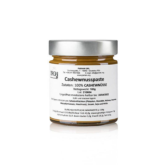 Crema di anacardi tostati, 100% anacardi, Pariani, 180 g