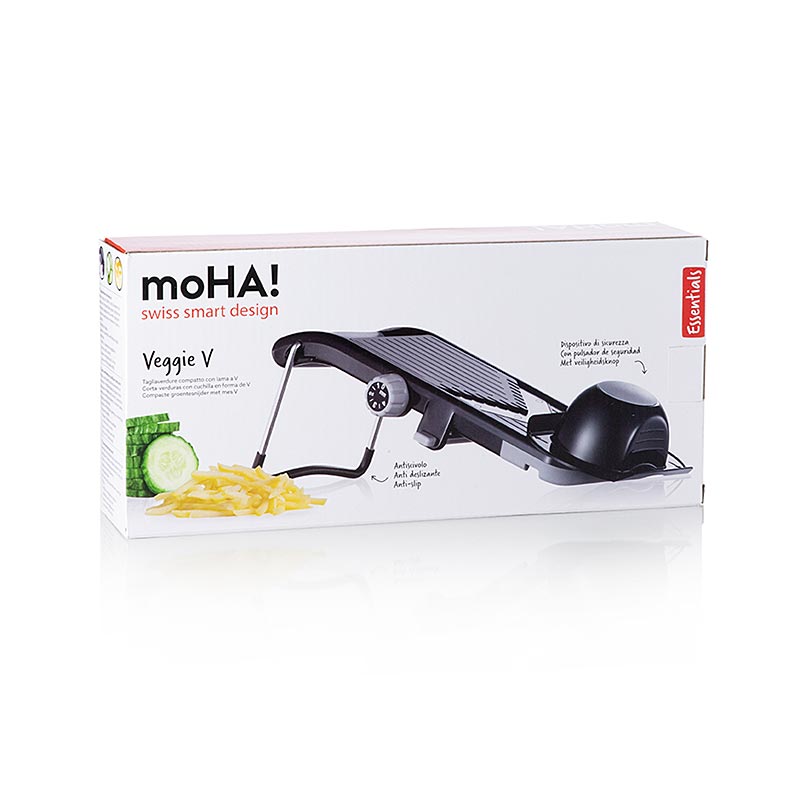 VEGGIE V, Coupe-légumes, Tranches & Julienne de 0-4mm, noir, avec protection des doigts, 1 pce