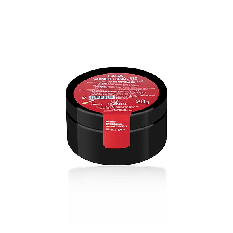 Colorant alimentaire rouge Sosa, en poudre, liposoluble (39442), 20 g