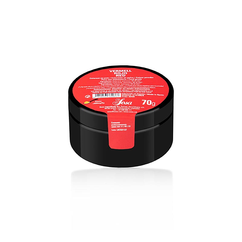 Colorante alimentare rosso Sosa, in polvere, solubile in acqua (39426), 70 g
