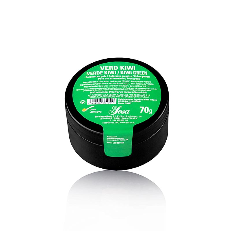 Colorante alimentare Sosa verde kiwi, in polvere, solubile in acqua (39427), 70 g