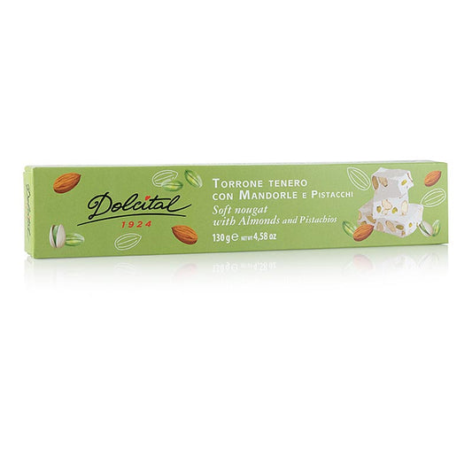 Barretta di torrone - Mandorle e pistacchi, morbida, Dolcital, 130 g