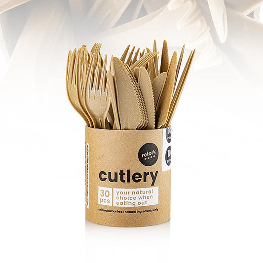 refork BBQ Besteckset (15x Ga/Me) in Pappdose, aus Sägespänen, 30 tlg.