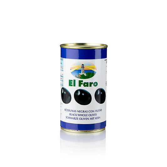 Olive nere con nocciolo, annerite, in salamoia, El Faro, 350 g