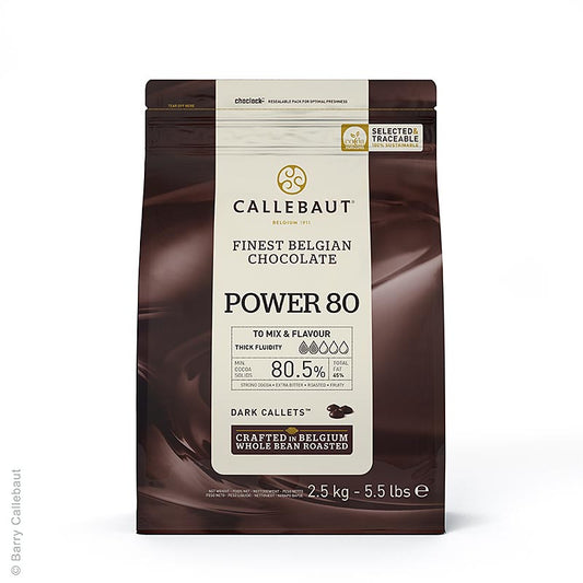 Dark Power 80, callets di cioccolato fondente da copertura, Callebaut, 2,5 kg
