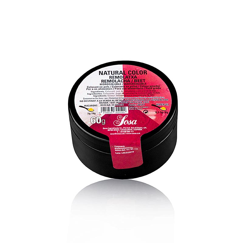 Sosa Colorant alimentaire naturel betterave rouge, poudre, soluble dans l'eau (38577), 60 g