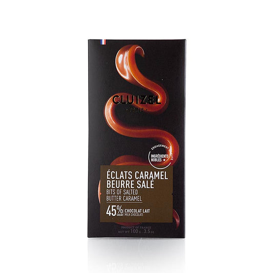 Tablette de chocolat au caramel au beurre salé 45 % de lait, Michel Cluizel (12371), 100 g